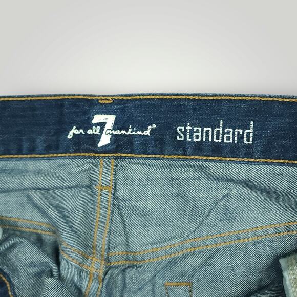 7 For All Mankind Jeans Mens 34 Standard Button Fly Straight Leg Whiskering - Picture 6 of 13